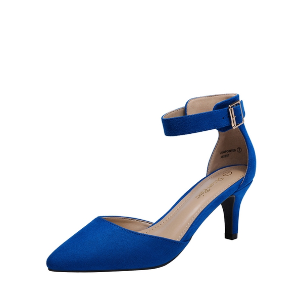 Ankle Strap Low Heel Dress Pumps - ROYAL BLUE -  0